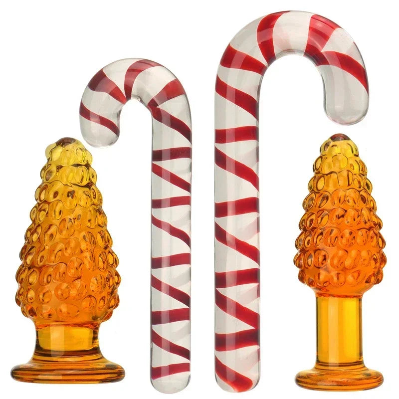 Christmas Gift Glass Anal Butt Plugs