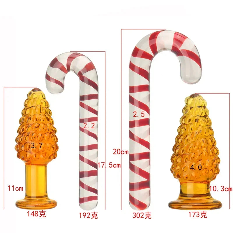 Christmas Gift Glass Anal Butt Plugs